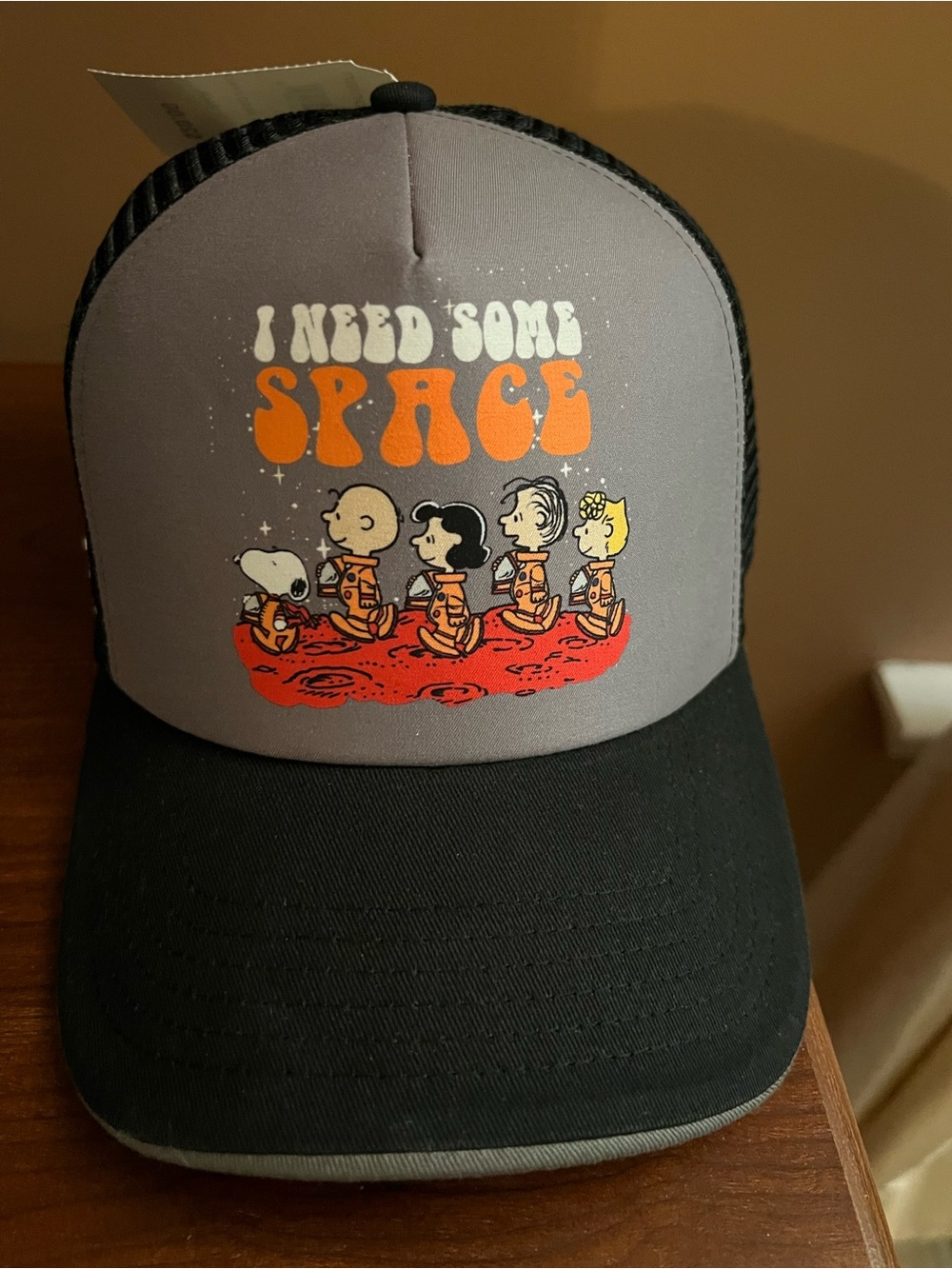 Space cap from the Smithsonian museum with 'I Need Some Space' Peanuts Graphic